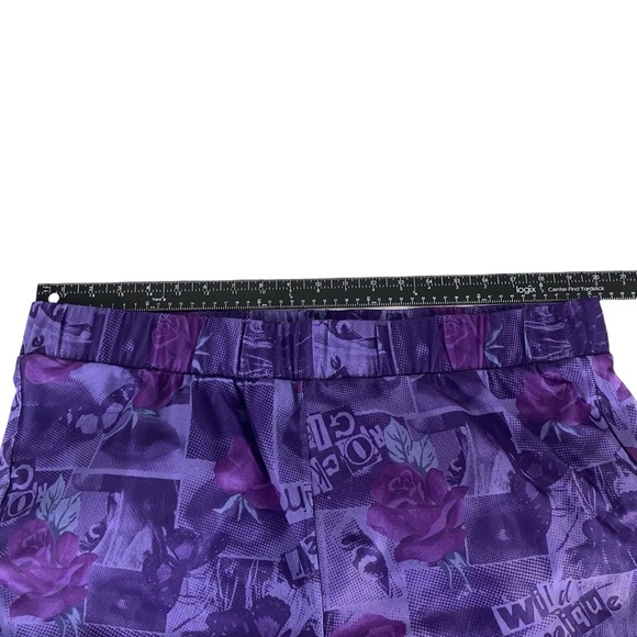 Torrid Betsey Johnson Flare Pants Plus Size 3X Purple Roses Graphic Print Flowy - Picture 6 of 12